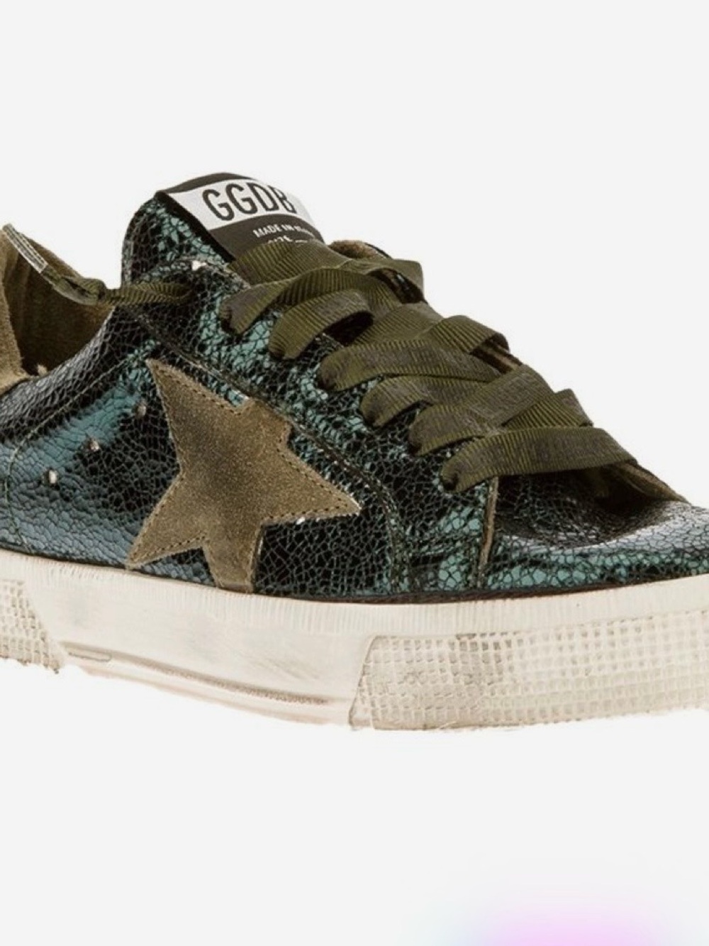 Golden Goose May leather trainers green sneaker glitter Sz 40 Mens 7 Women 10 - Picture 15 of 15